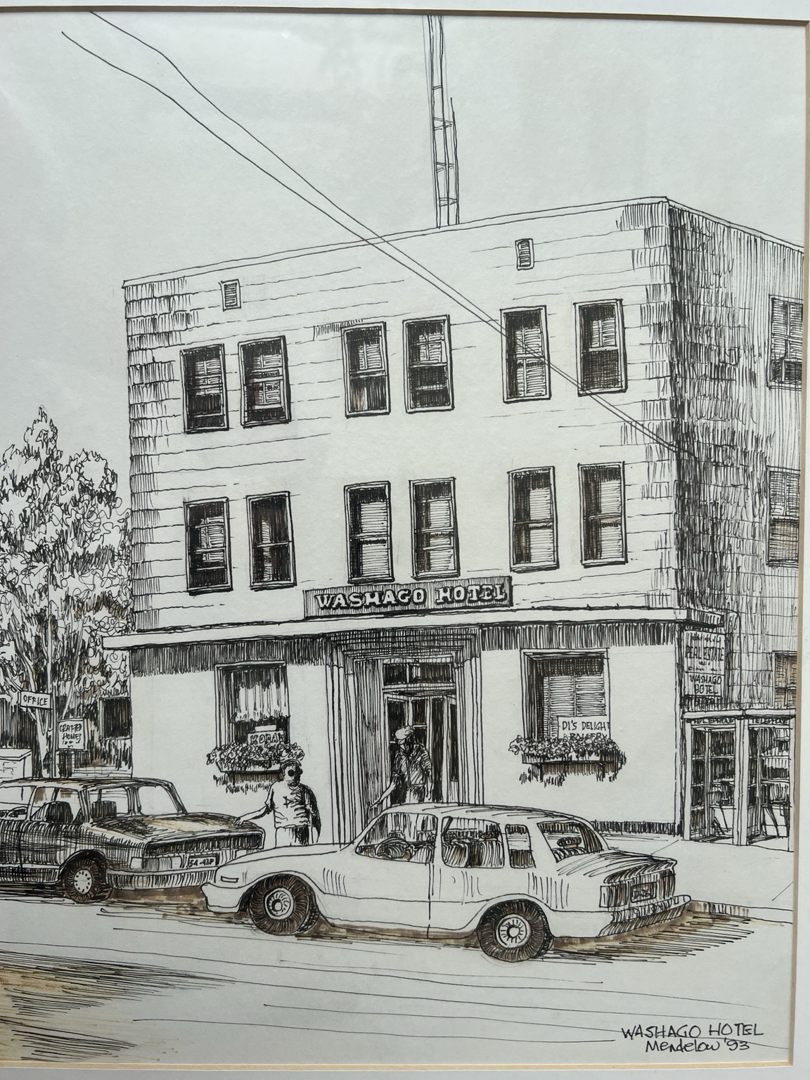 Historic 1993 illustration of the Washago Hotel exterior